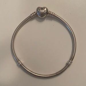 Silver Charm Bracelet with Heart Clasp